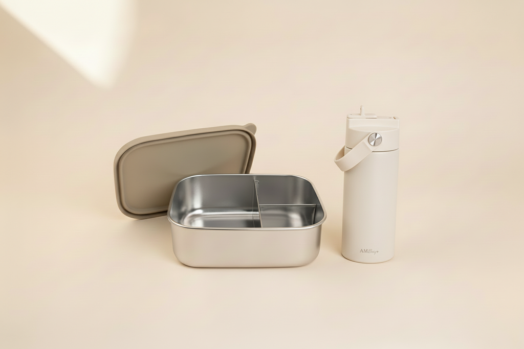 Pack personnalisé AM Baby - Gourde isotherme & Boite à lunch acier