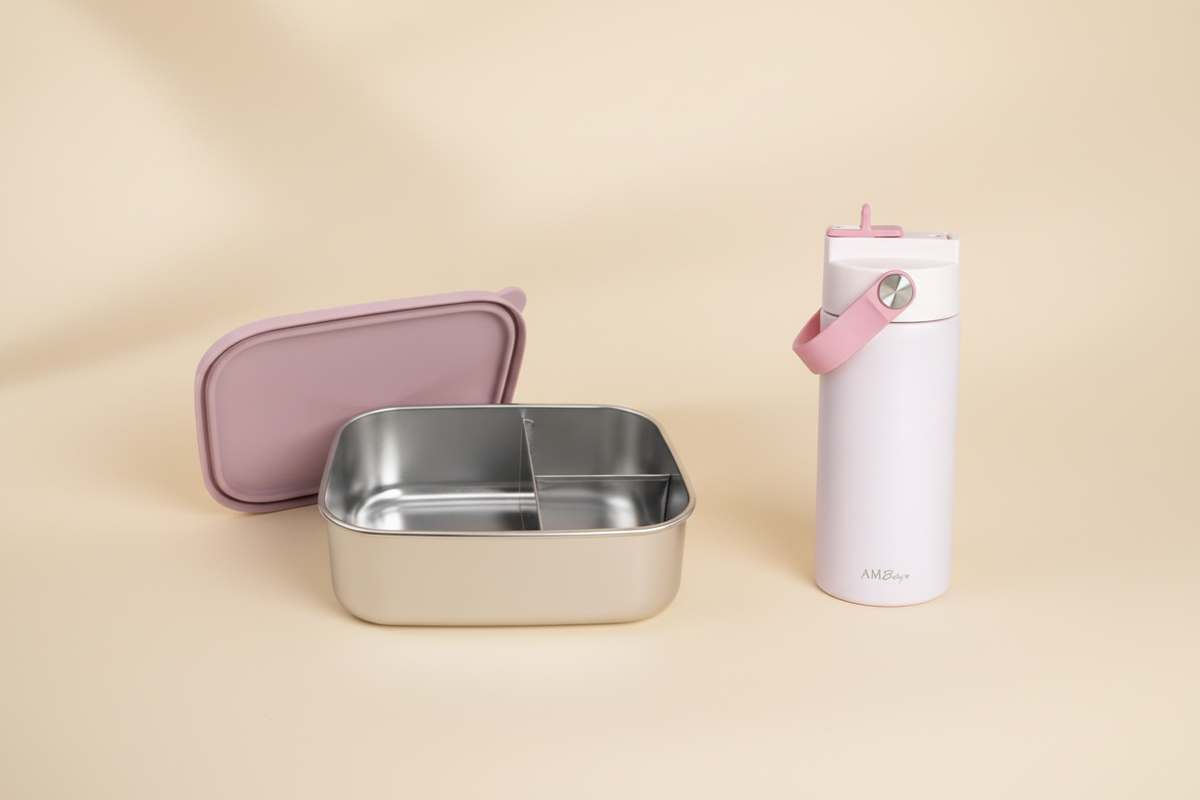 Pack personnalisé AM Baby - Gourde isotherme & Boite à lunch acier